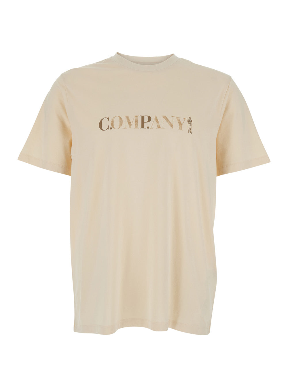 Beige COTTON T-Shirt with Round Neck and Short Sleeves for Men Tshirts Polo Shirts