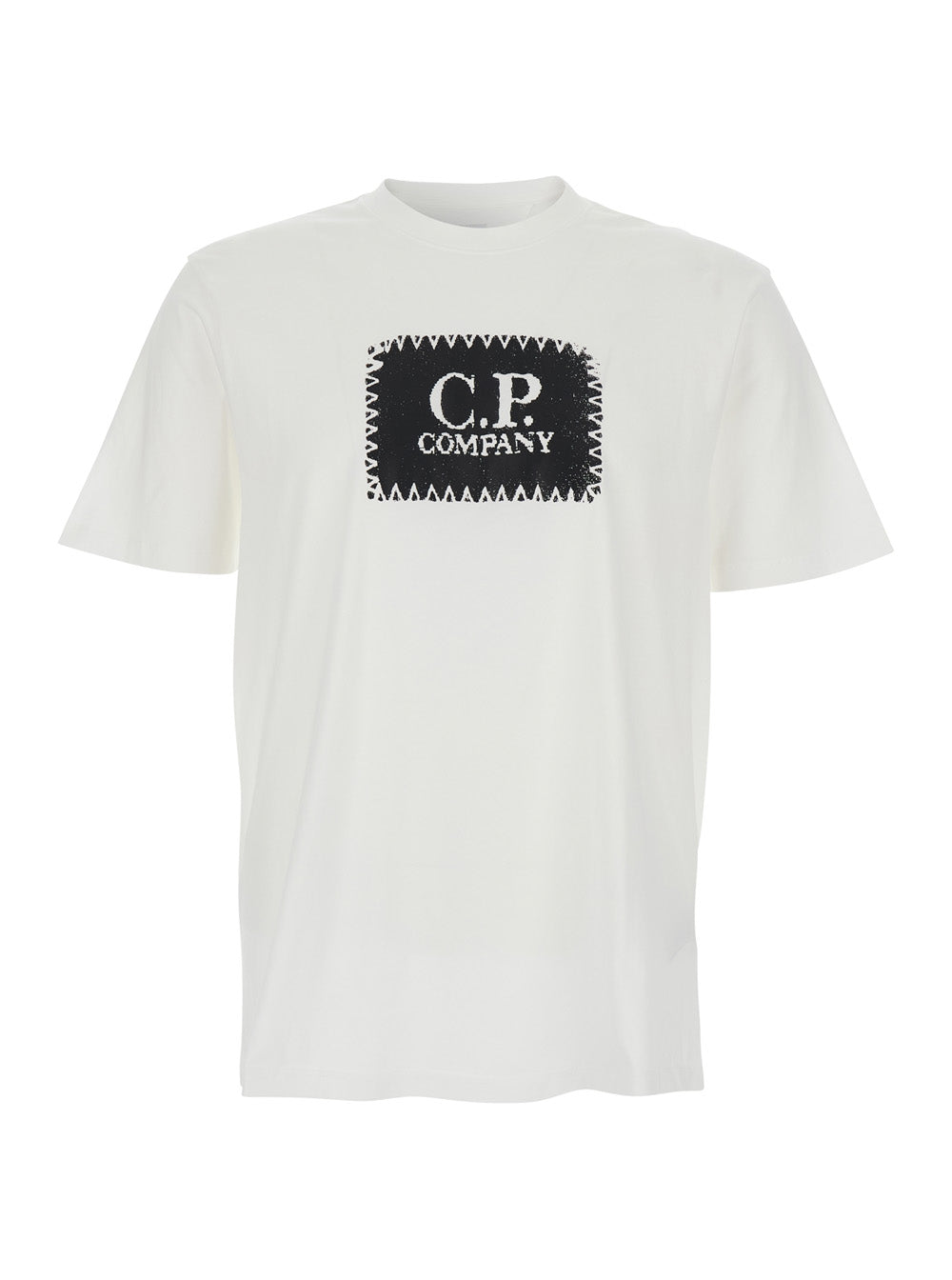 White Crew Neck T-Shirt with Logo on Front for Men Cotton Tshirts And Polo Shirts