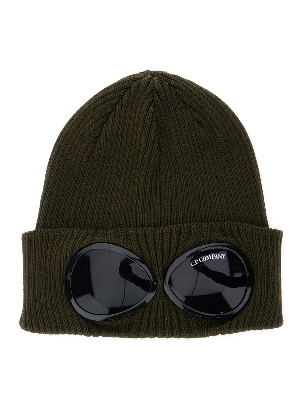 Cap with Google Detail on the Front and Cotton Knit in Green for Men Hats Gloves