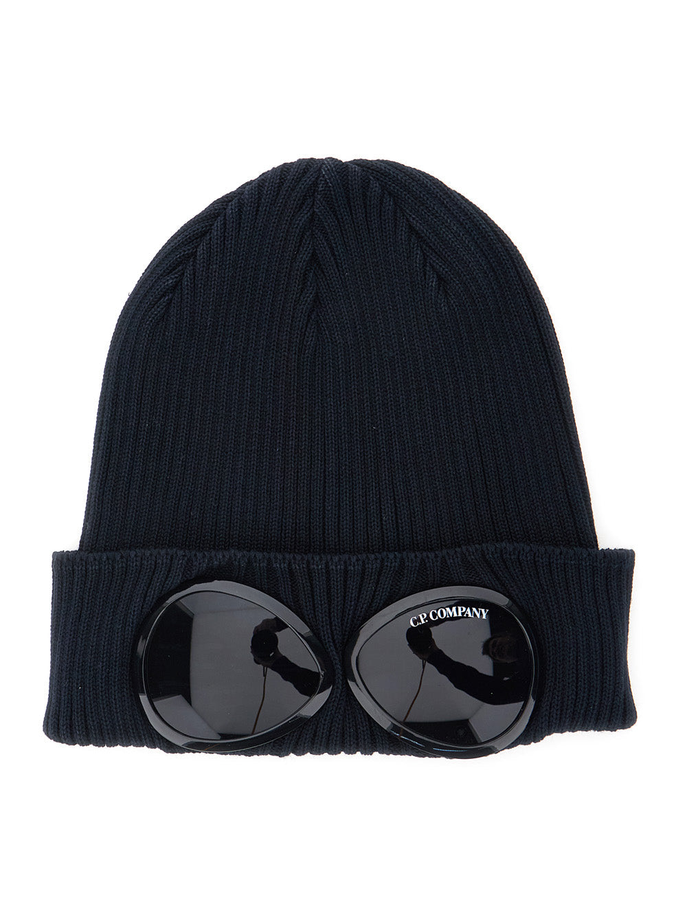 Hat C.P. COMPANY Blue with Google Detail on the Front in Cotton for Men Blu And Gloves