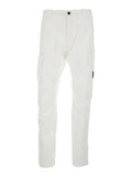 Cargo Pants RSCMPA743A005694G103 with Logo Plate on the Side and Two Pockets Front in White Stretch Cotton for Men Elastane Trousers