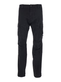 Cargo Pants RSCMPA743A005694G999 with Logo Plate on the Side and Two Pockets Front in Black Stretch Cotton for Men Elastane Trousers