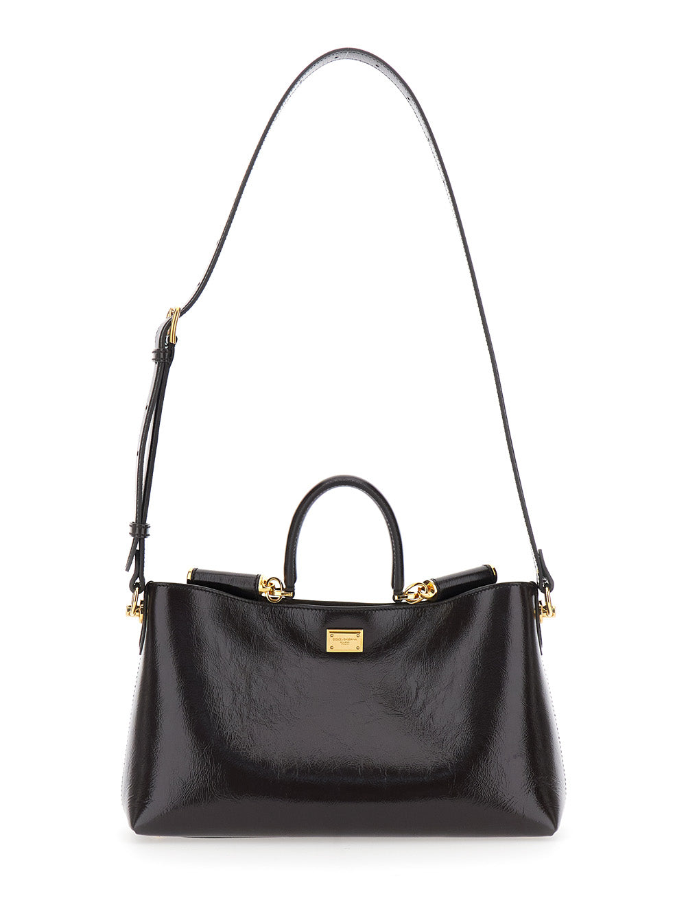 Vittoria Brown Handbag with Adjustable Shoulder Strap and Logo Plate on Front in Leather for Women Calf Hand Bags