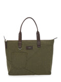 Adamo Green Shopper Bag with All-Over Print in Cotton Man Calf Tote