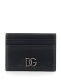 Black Card holder with Logo Plate on the Front in Leather for Men Viscose Products