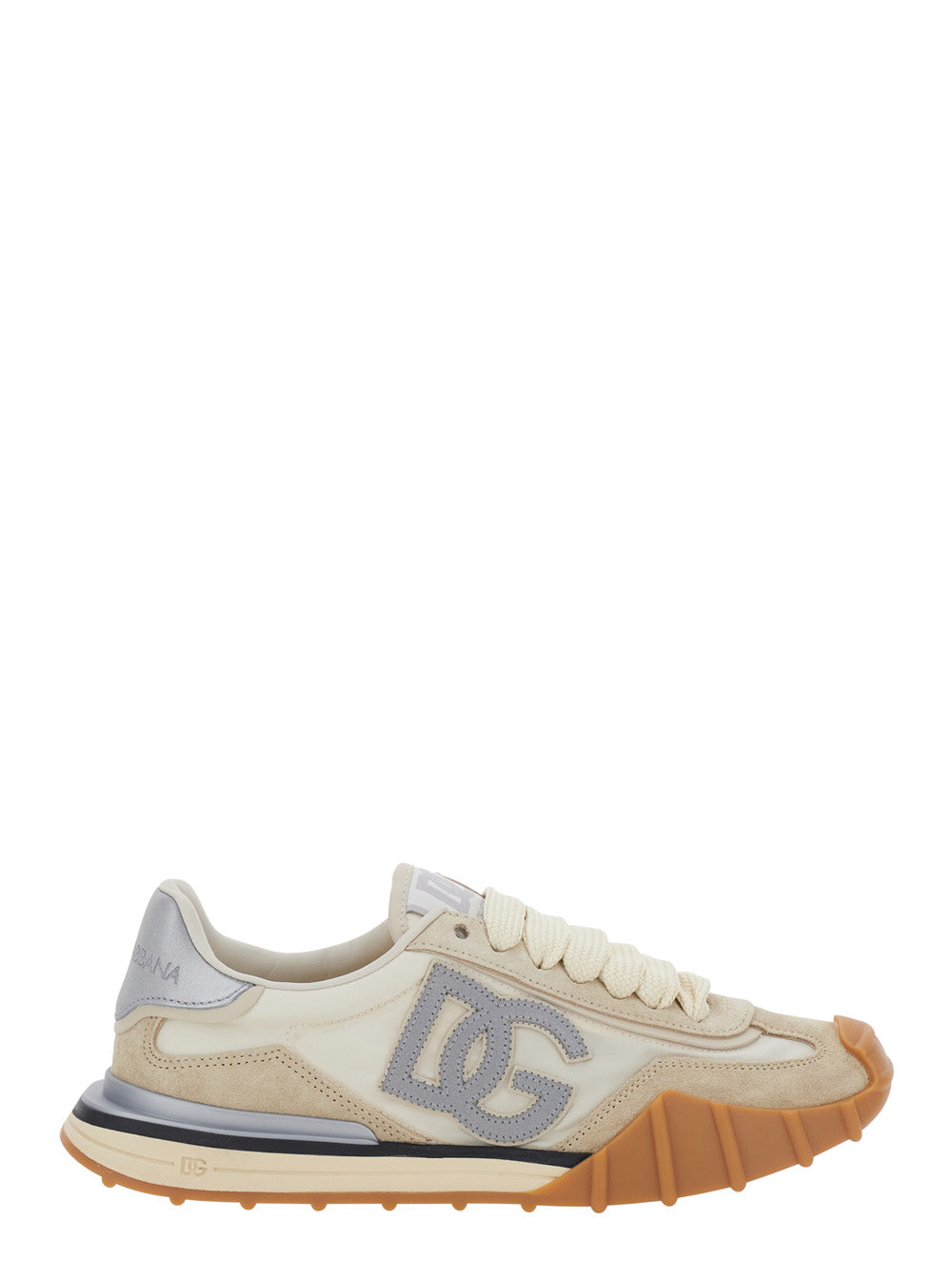 DG Athletic White Sneaker with Logo on the Side in Leather Woman Lamb Sheep