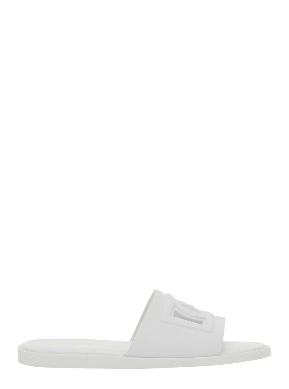 White Slip-On Sandals with Logo Detail in Rubber for Men Flat Shoes