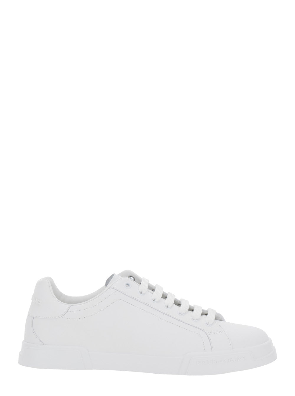 Sneaker Portofino Light with Logo Patch on the Tongue and Tone-on-Tone Lettering Heel in White Leather for Men Cotton Lamb Sheep