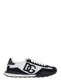 DG Athletic Black and White Low Top Sneakers with Logo Patch on the Side Tongue in Leather for Men Lamb Sheep