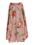 Pink Skirt With Elasticated Waist And All-Over Floral Print Cotton For Women