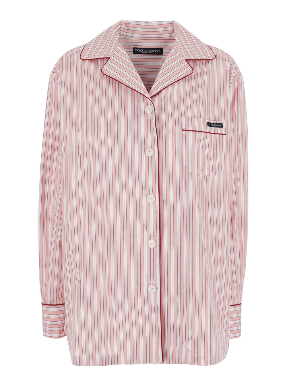 Striped Shirt With Classic Collar In Pink Cotton For Women And Blouses
