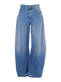 Blue Five-pocket Balloon Effect Jeans in Denim for Women Blu Cotton