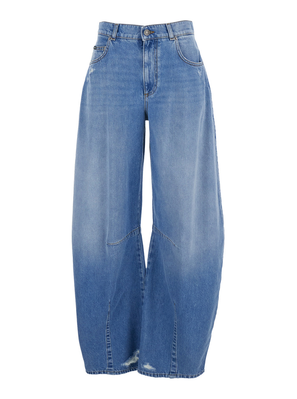 Blue Five-pocket Balloon Effect Jeans in Denim for Women Blu Cotton