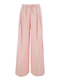 Pink Striped Trousers With Welt Pockets For Women