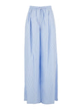 Blue Pants With Elastic Waist And Striped Motif Womens Fabric Light Trousers