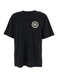 black crew Neck T-Shirt with logo embroidery on the front in cotton for men Tshirts And Polo Shirts