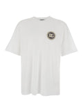 White Crew Neck T-Shirt with Logo Embroidery on the Front in Cotton for Men Tshirts And Polo Shirts