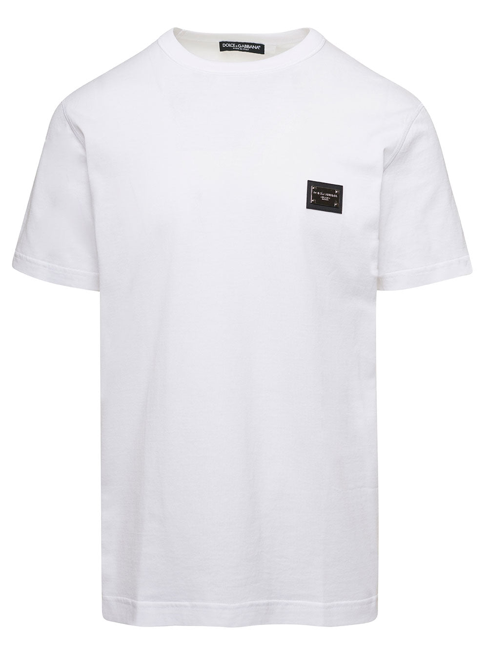 Crew Neck Logo White T-Shirt with Tag for Men Cotton Tshirts And Polo Shirts
