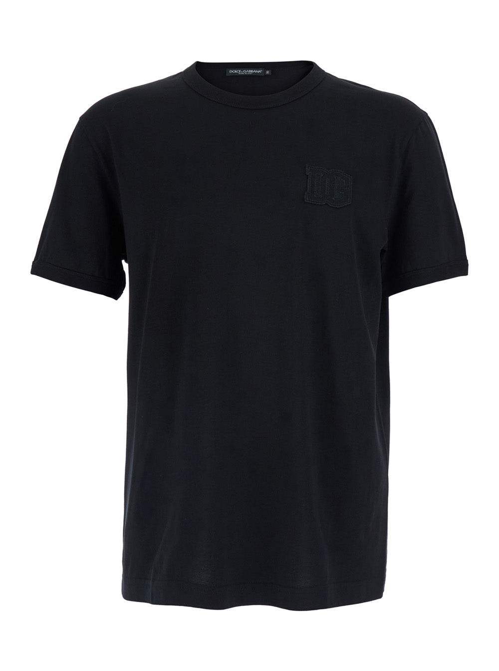 Black Crew neck T-Shirt with Logo on the Front in Cotton for Men Tshirts And Polo Shirts
