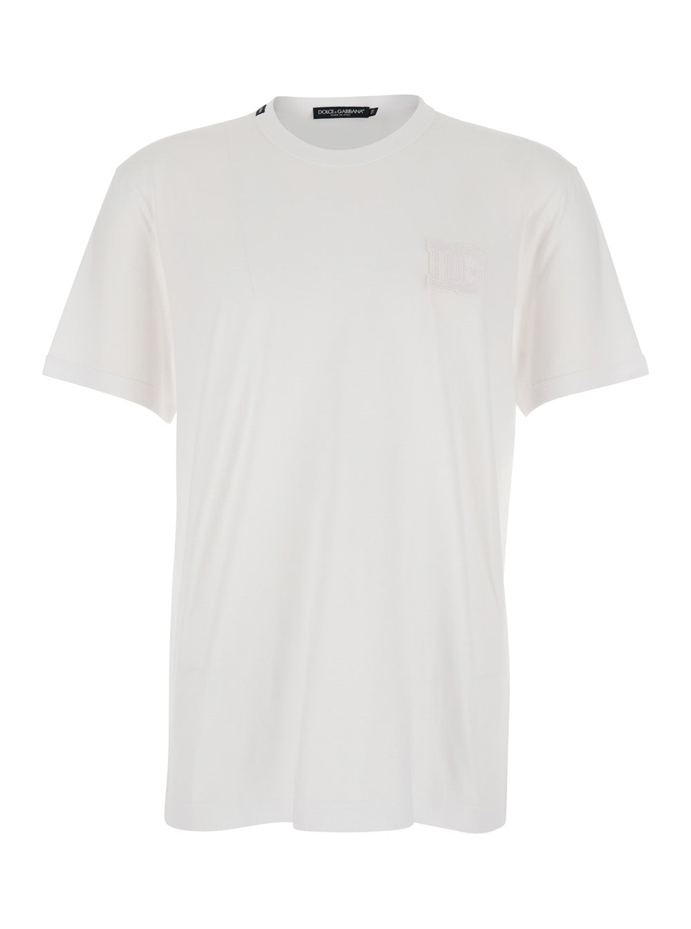 White T-shirt with DG Logo In Cotton for Men Tshirts And Polo Shirts