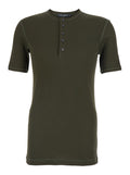 Serafino Green Crew Neck T-Shirt with Ribbed Knit in Cotton for Men Tshirts And Polo Shirts