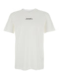 White Crew Neck T-Shirt with Signature Logo Print in Cotton for Men Tshirts And Polo Shirts