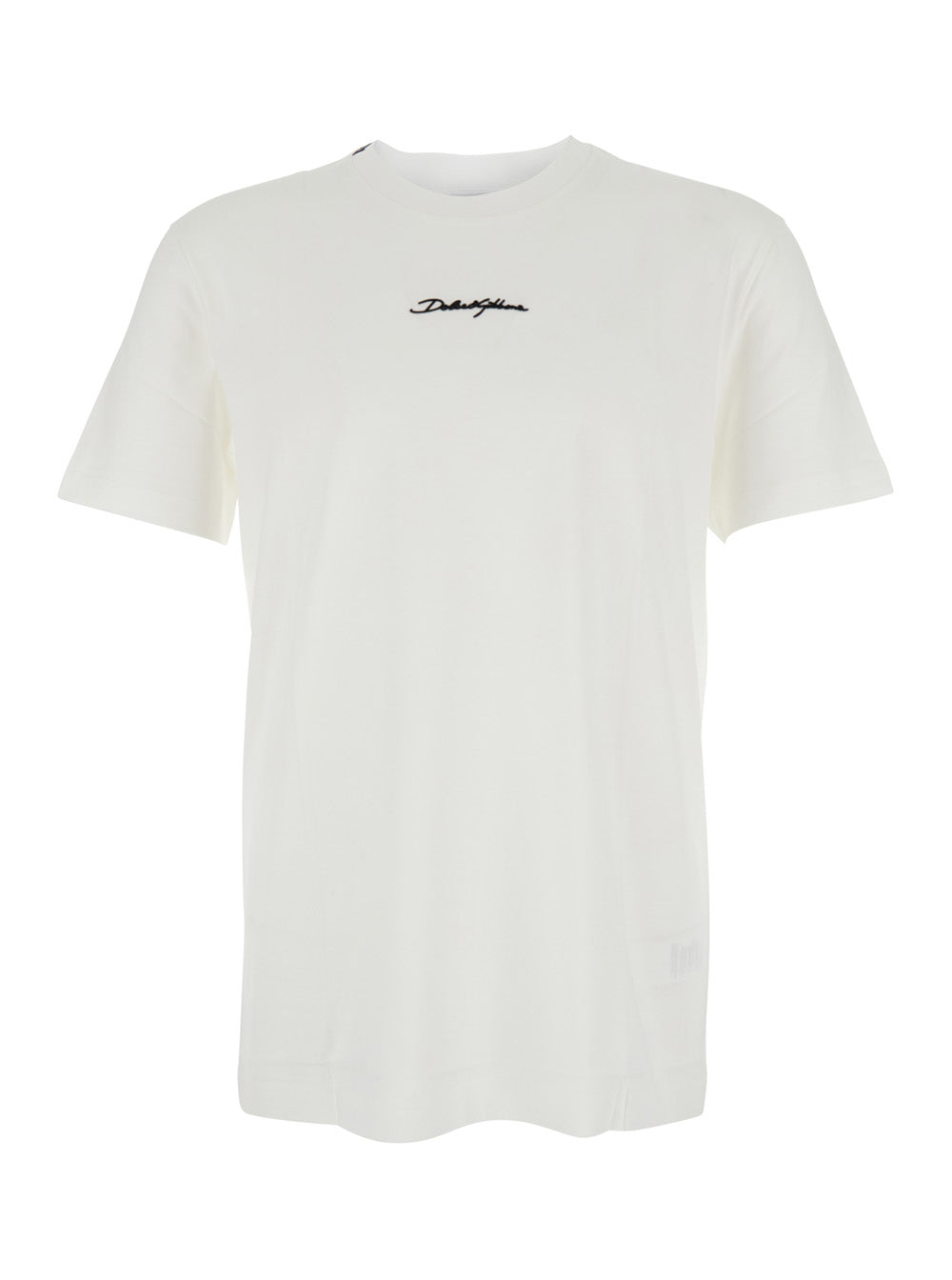 White Crew Neck T-Shirt with Signature Logo Print in Cotton for Men Tshirts And Polo Shirts