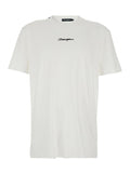 White Crew Neck T-shirt with Front Logo in Cotton for Men Tshirts And Polo Shirts