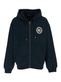 Blue Hooded Sweatshirt with Logo Patch on the Front in Cotton for Man Blu Sweatshirts