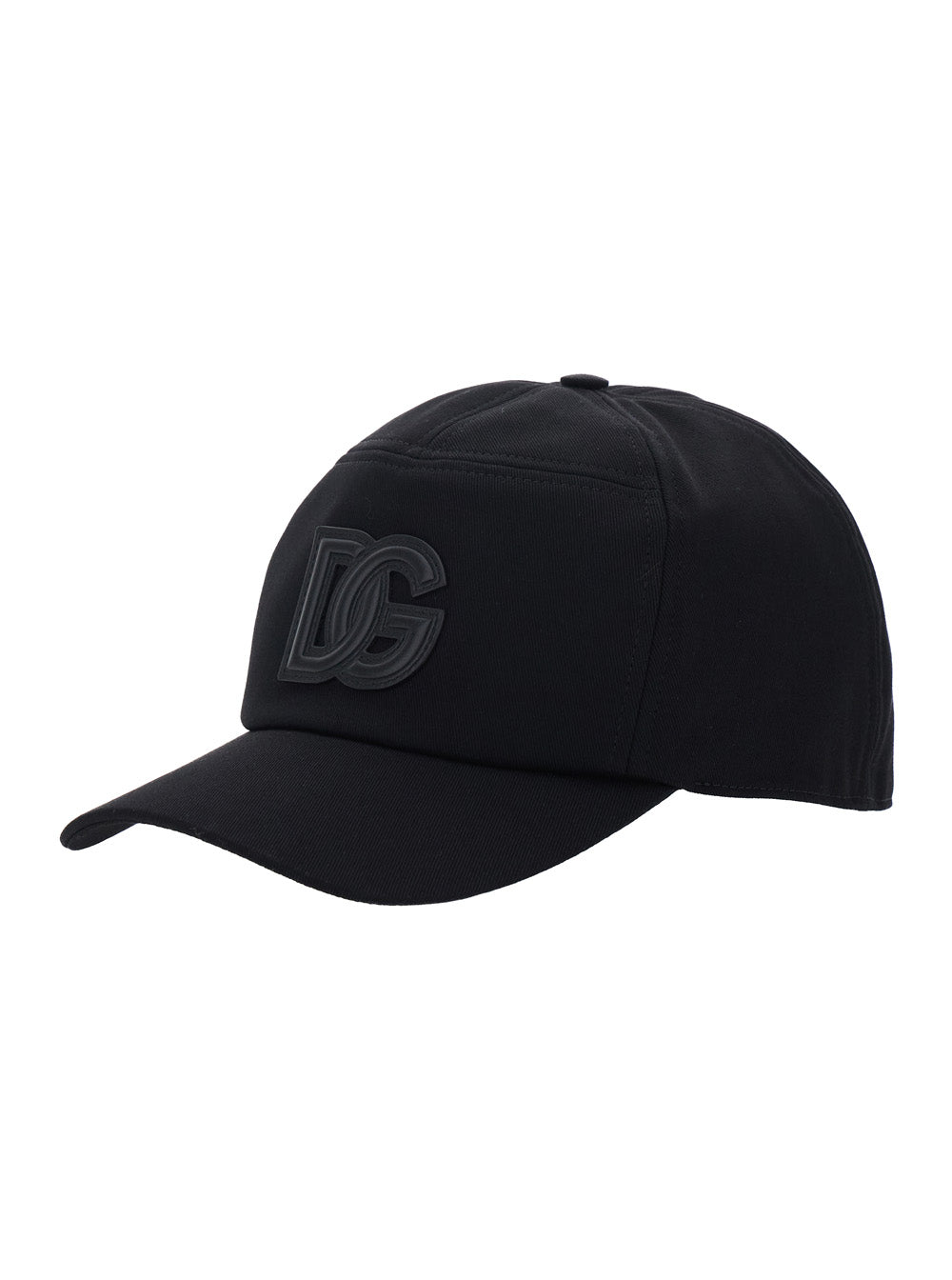 Black Baseball Cap with Front Logo Patch in Cotton for Men Viscose Hats And Gloves