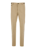 Beige Pants with Logo Patch on the Back in Cotton for Men Trousers