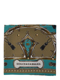 Green Silk Scarf with All-Over Print and Logo Lettering on the Front for Men Scarfs Foulards