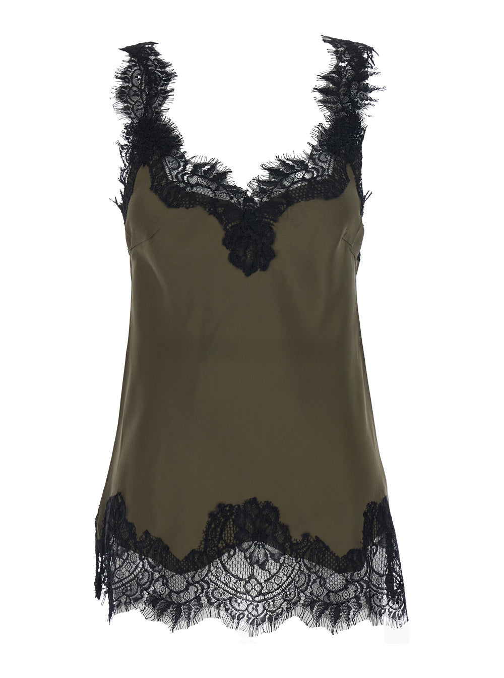 Top MEGAN BIAS CAMIE Green with Thin Silk Straps for Women Tops