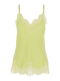 Top GOLD HAWK Yellow with Lace Trim Details and Thin Straps Womens Fabric Tops