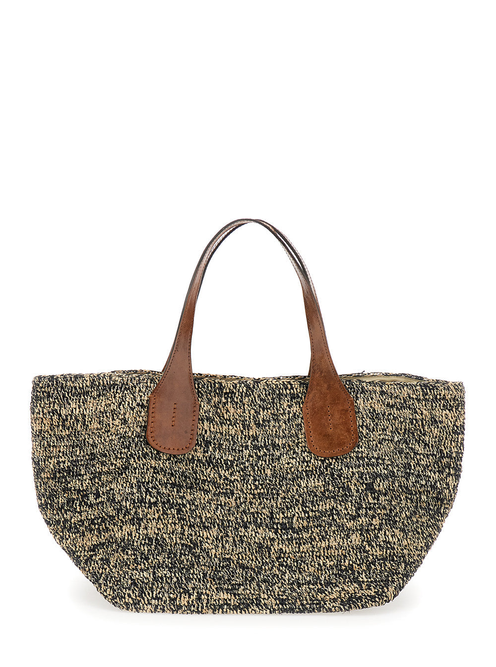 Tote bag TOKYO II with black leather details White/black