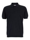 Black Polo Shirt With Classic Collar And Ribbed Finishes In Cotton For Men Tshirts
