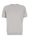 White Crewneck Sweater With Short Sleeves And Ribbed Finishes In Cotton For Men Jersey