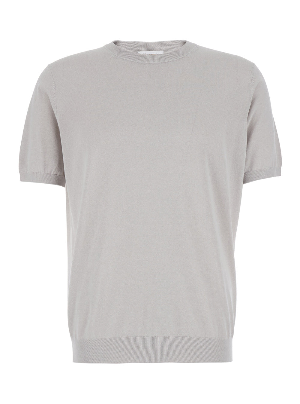 White Crewneck Sweater With Short Sleeves And Ribbed Finishes In Cotton For Men Jersey