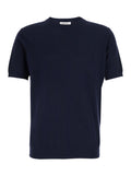 Blue Sweater With Ribbed Finishes In Cotton For Men Blu Jersey