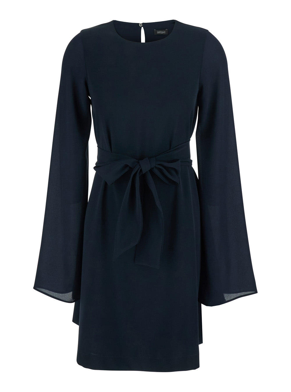 Dress Georgette Sleeves Cady Short With And Cut Blue Women Blu