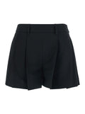 Shorts Pleates Mini With Pockets And High Waist Tech Fabric Black Women Bermuda