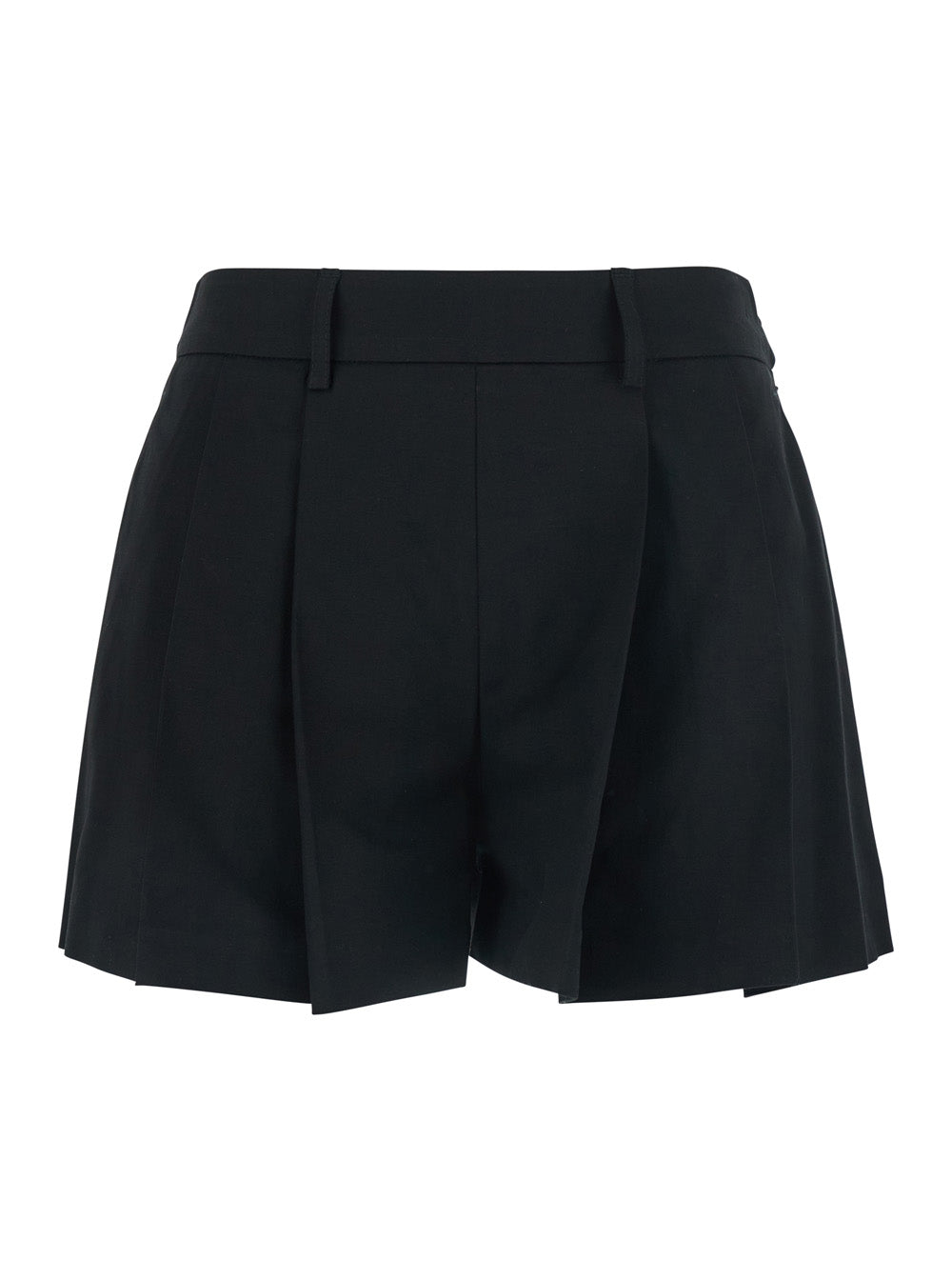 Shorts Pleates Mini With Pockets And High Waist Tech Fabric Black Women Bermuda