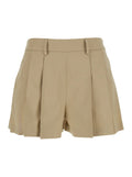 Shorts Pleates Mini With Pleated Details And Tech Fabric Beige Women Bermuda