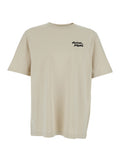 Beige T-shirt with Logo on the Front in Cotton for Men Organic Tshirts And Polo Shirts