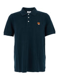Blue Polo with Classic Collar and Logo Patch on the Front in Cotton for Men Blu Tshirts Shirts