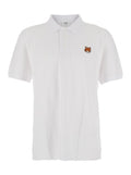 White Polo with Classic Collar and Logo Embroidery on Front for Men Cotton Tshirts Shirts