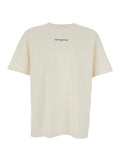 Mens Logo Beige T-shirt with Crew Neck and Short Sleeves in Cotton Organic Tshirts Polo Shirts