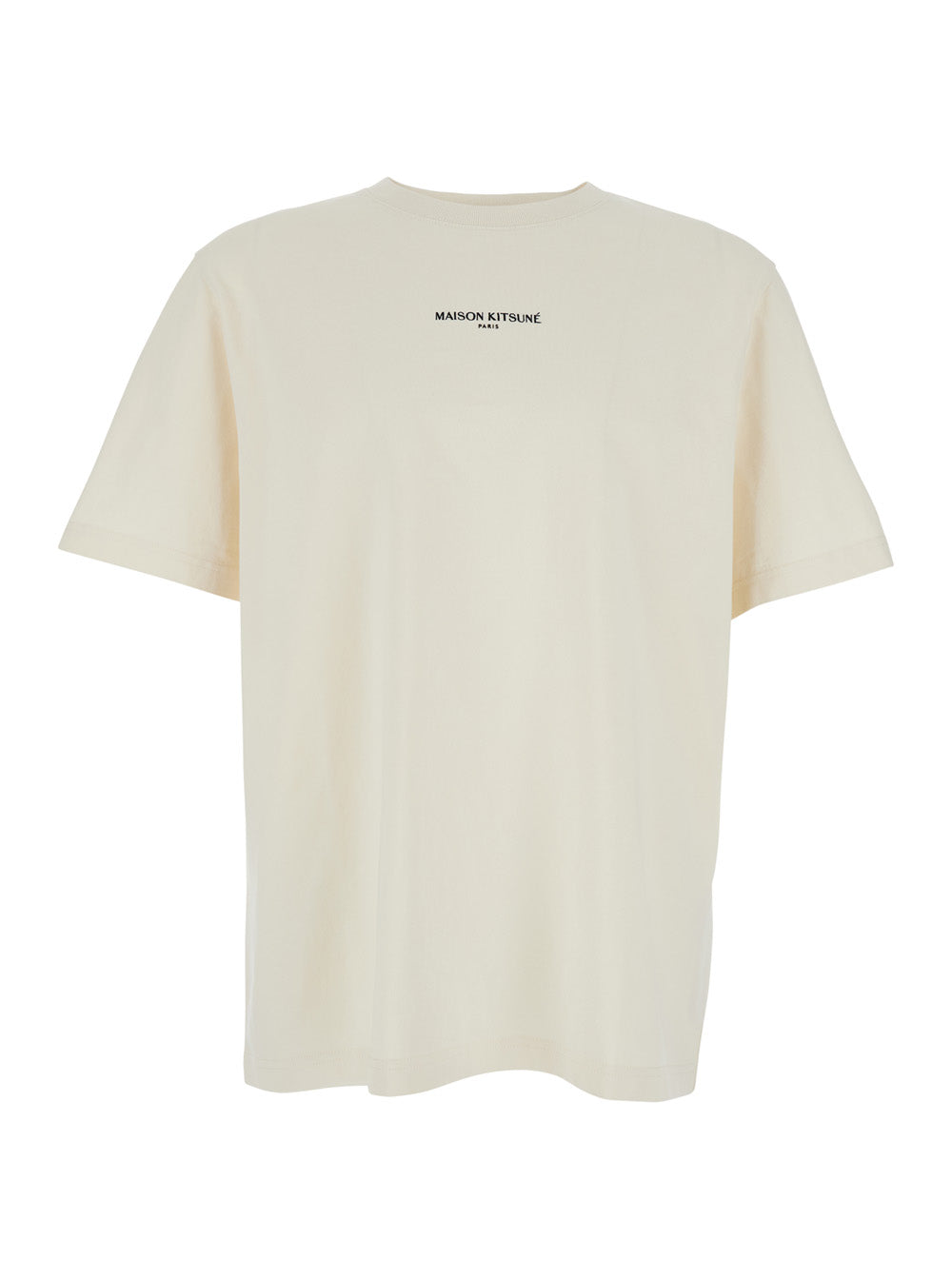 Mens Logo Beige T-shirt with Crew Neck and Short Sleeves in Cotton Organic Tshirts Polo Shirts