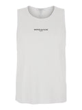MAISON KITSUNÉ PARIS RIBBED TANK TOP White Round Neck with Details in Cotton Women Organic Tops