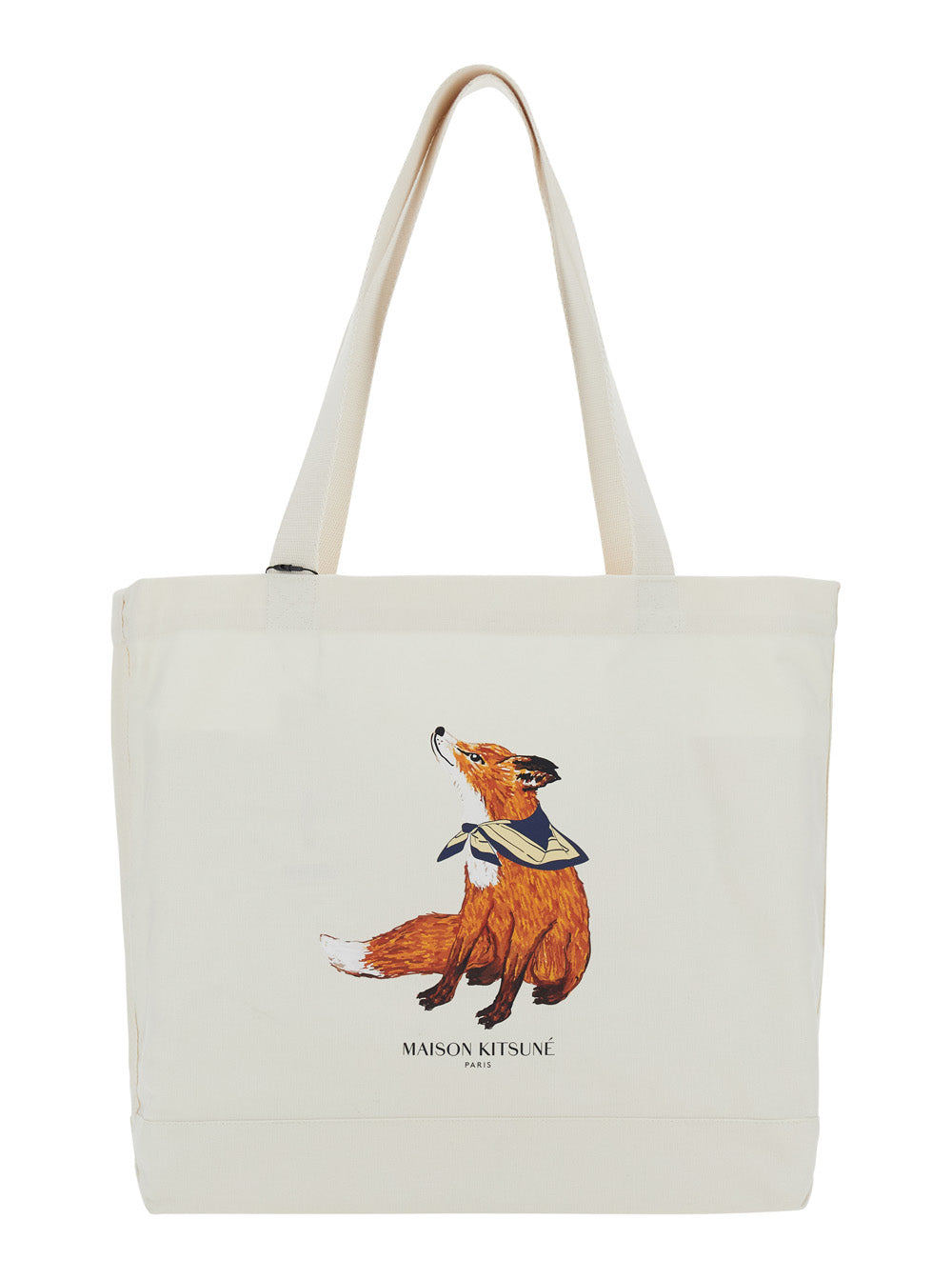 Dreaming Fox White Tote Bag With Print On The Front Cotton For Men Shoulder